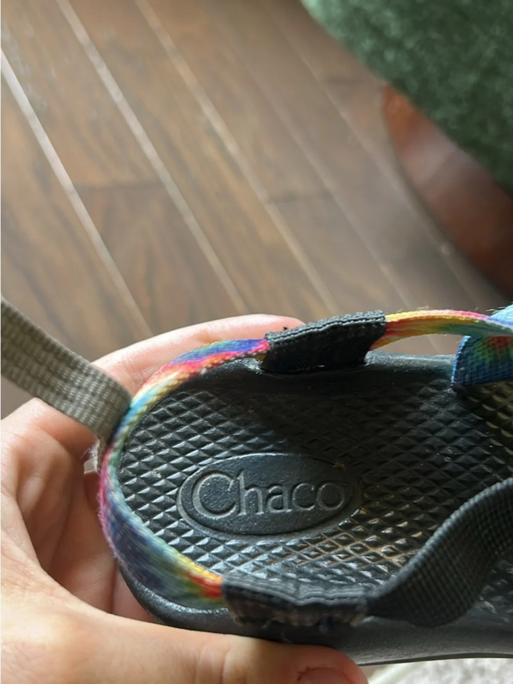 Chaco Kids Rainbow Tie-Dye Webbing Sandals with Black Footbed